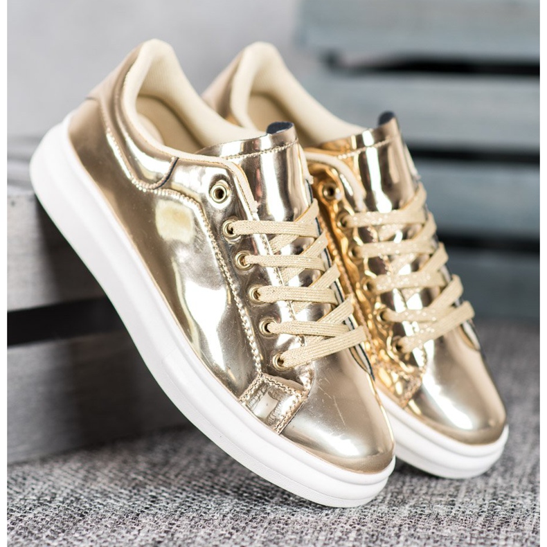 Bona Sjajne cipele na platformi žuta boja 1