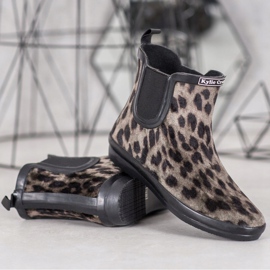 Kylie Leatherard Print Suede Wellies bež crna 1
