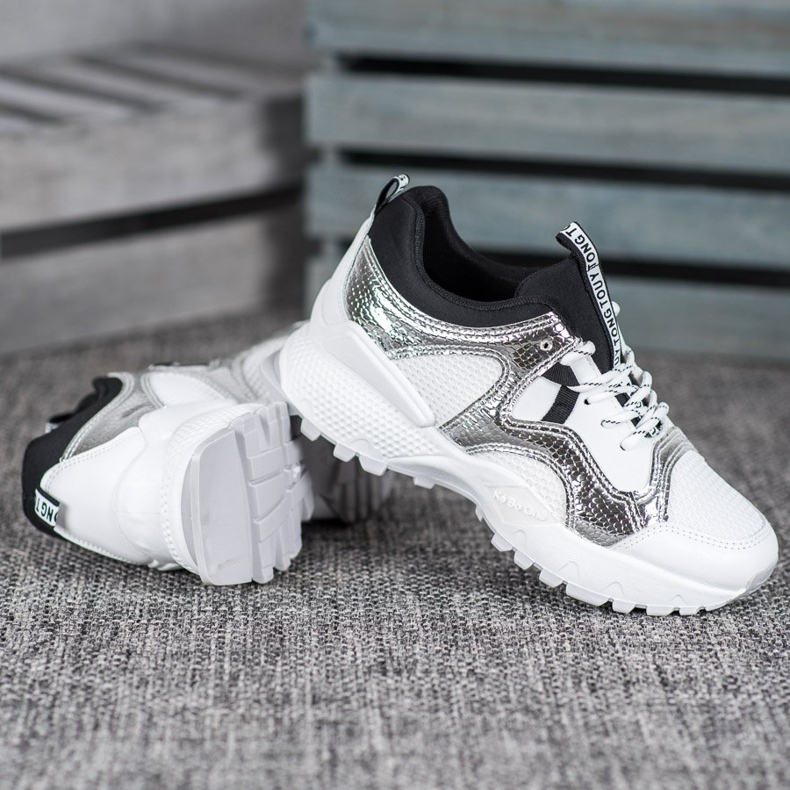 Bona Modne tenisice s mrežom bijela siva 1