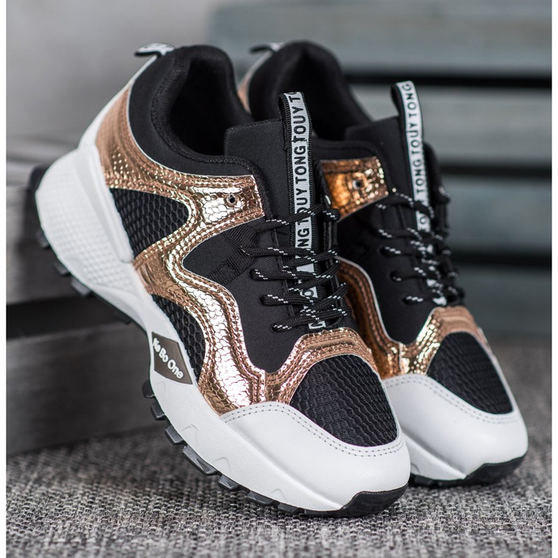 Bona Modne tenisice s mrežom crno žuta boja 1