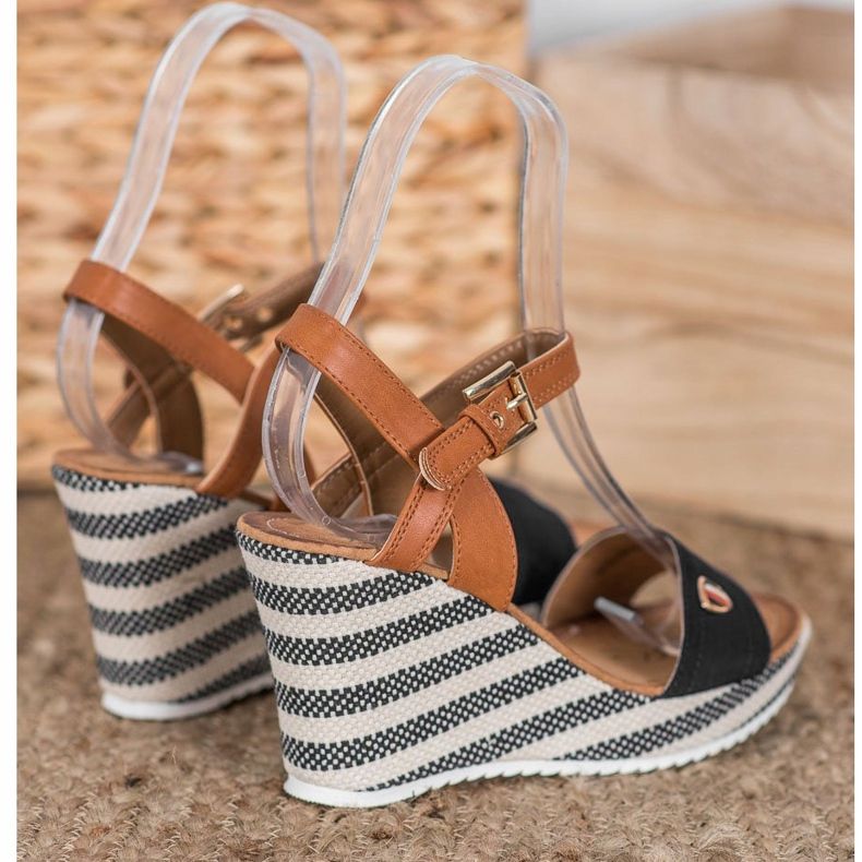 Goodin Modne sandale na klin smeđa crno raznobojna 2