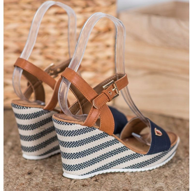 Goodin Modne sandale na klin smeđa plava raznobojna 1