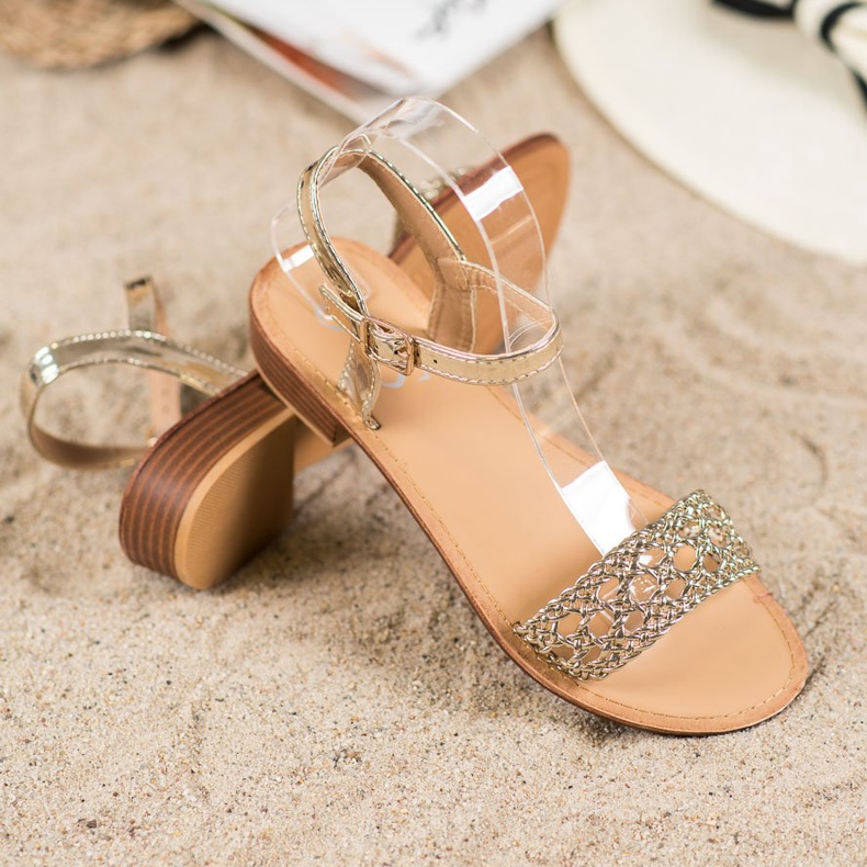 Small Swan Elegantne pletene sandale zlatni 1