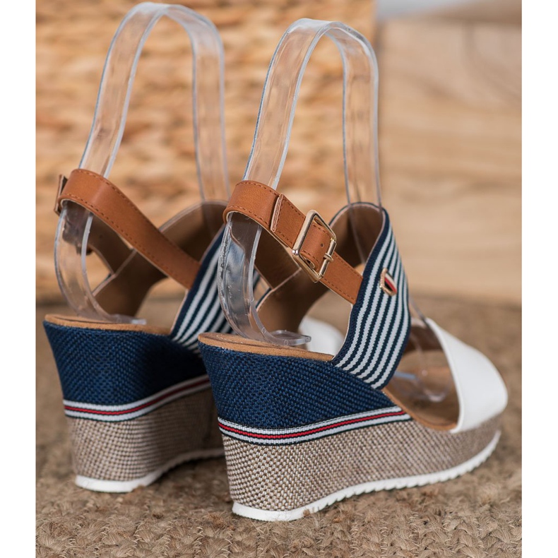 Goodin Sandale na klin bijela plava 1