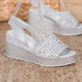 Goodin Ažur sandale na klin siva 2