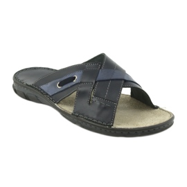 Udobne kožne papuče Naszbut 055 tamnoplava plava 1