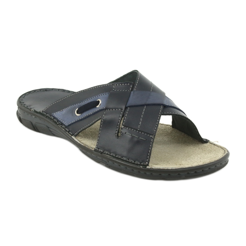 Udobne kožne papuče Naszbut 055 tamnoplava plava 1