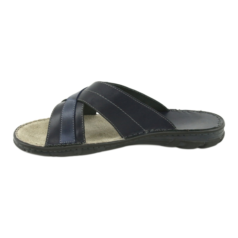 Udobne kožne papuče Naszbut 055 tamnoplava plava 2