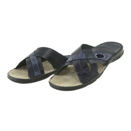 Udobne kožne papuče Naszbut 055 tamnoplava plava 3