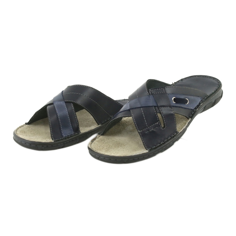 Udobne kožne papuče Naszbut 055 tamnoplava plava 3