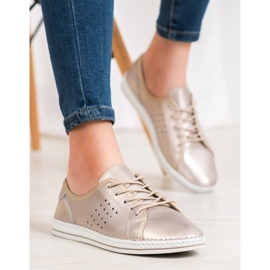 Kylie Kožne cipele na vezanje zlatna 1