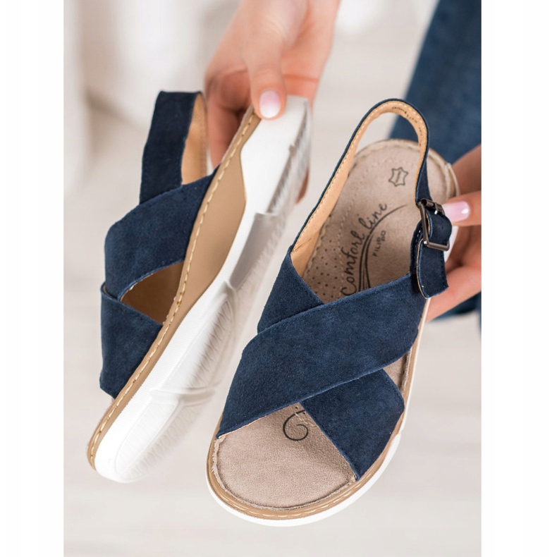 Filippo Kožne sandale na platformi plava 1