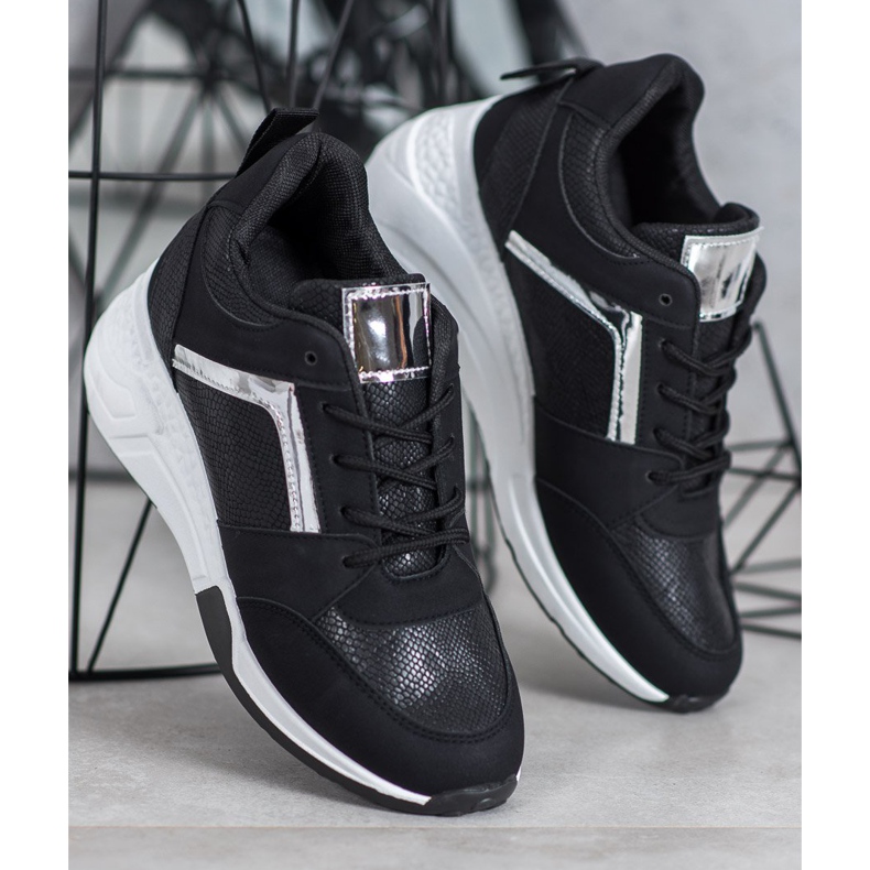 SHELOVET Tenisice na klin crna 1