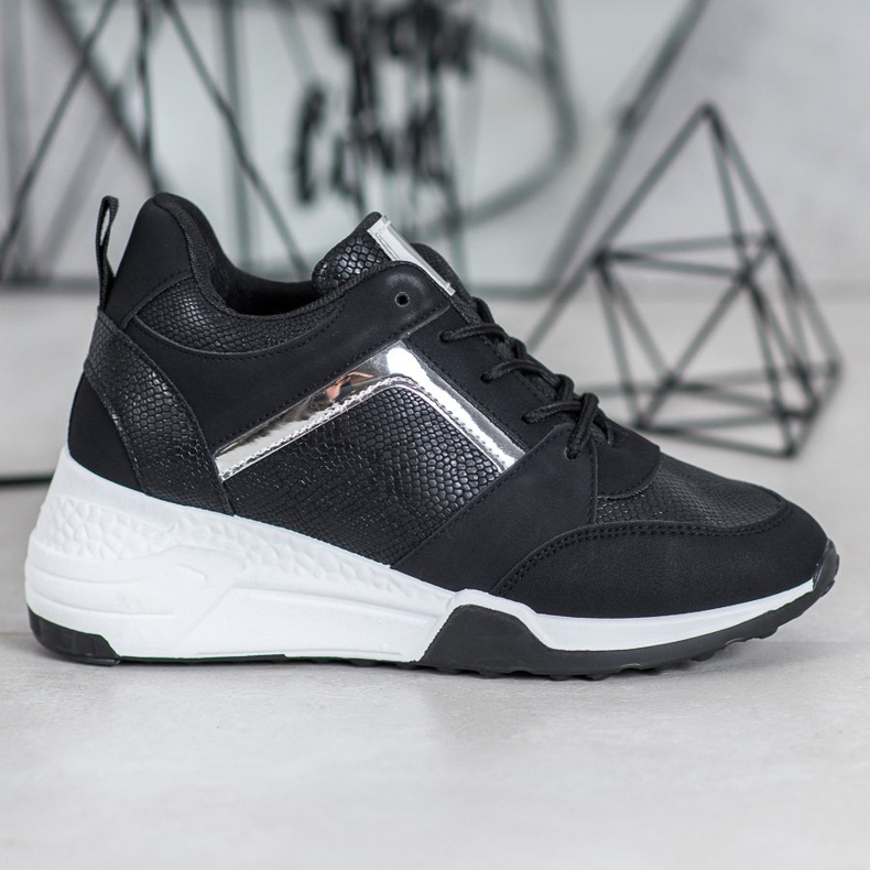 SHELOVET Tenisice na klin crna 2