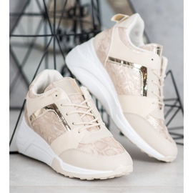 SHELOVET Tenisice na klin smeđa 1