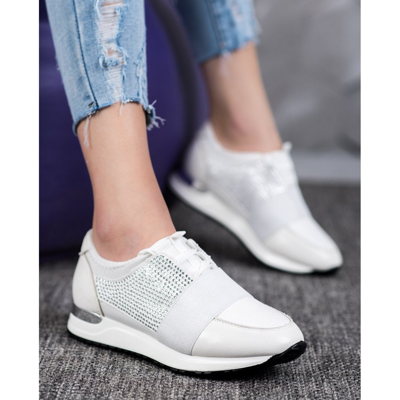 SHELOVET Sportske cipele s kristalima bijela 1