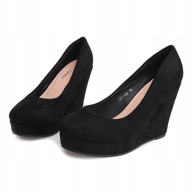 Crne antilop pumpe na klin LEI-108 crna 2