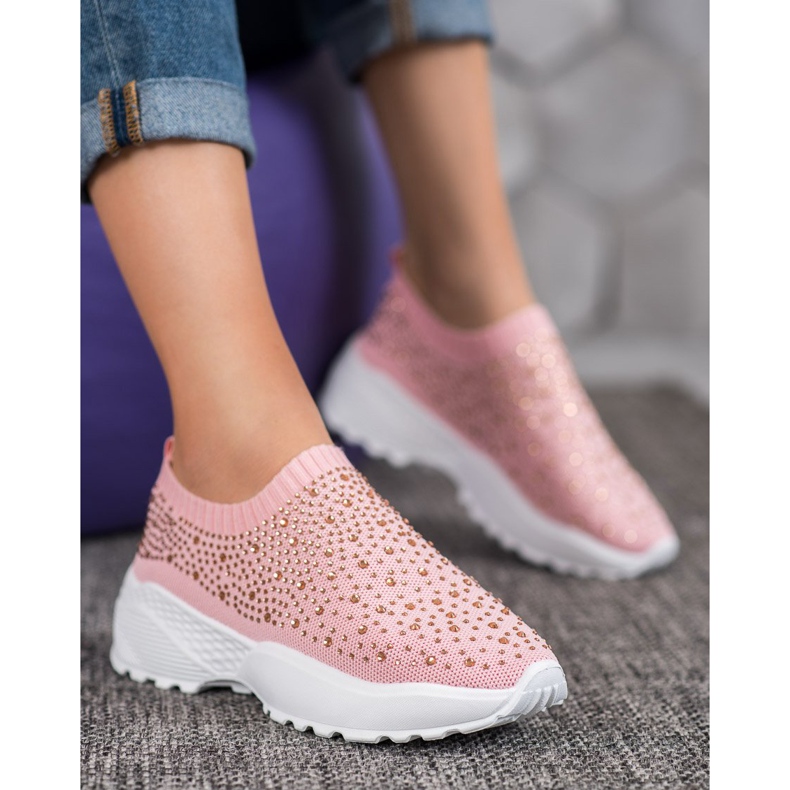 Diamantique Sportske cipele s kristalima ružičasta 2