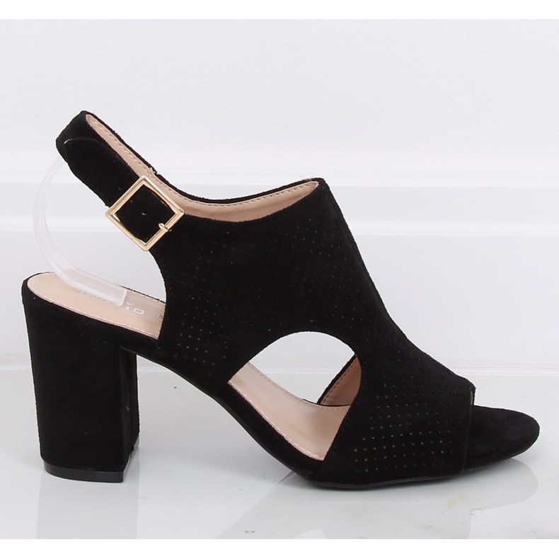 Crne sandale na visoku petu 99-33A Crna 1