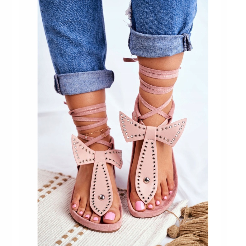 Lu Boo ženske vezane sandale Japanski puder Pink Mara ružičasta 1