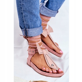 Lu Boo ženske vezane sandale Japanski puder Pink Mara ružičasta 2