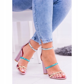 Lu Boo sandale sa zlatnom ružom na šanku Lissa ružičasta 2