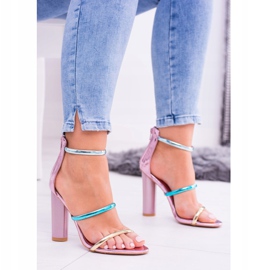 Lu Boo sandale sa zlatnom ružom na šanku Lissa ružičasta 1