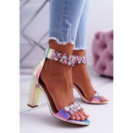 Lu Boo Iridescent Pink Sandals Lambada Rhinestones ružičasta višebojan 1