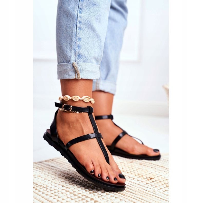 Lu Boo sandale Rimljani, japanski Lento crni crno 1