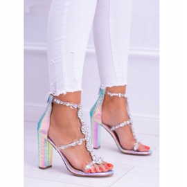 Lu Boo benzinske ljubičaste sandale sa Taylor kamenčićima raznobojna 2