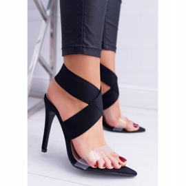 L.DAY Ženske sandale sa širokim remenom na visoku petu Crna svjetla 1