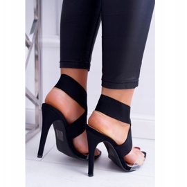 L.DAY Ženske sandale sa širokim remenom na visoku petu Crna svjetla crno 2