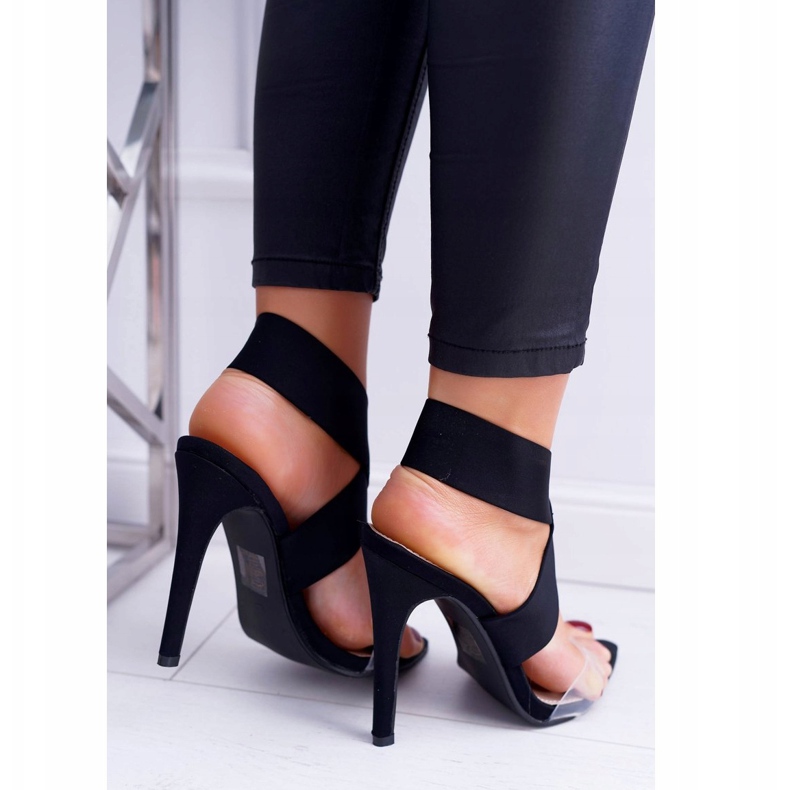 L.DAY Ženske sandale sa širokim remenom na visoku petu Crna svjetla crno 2