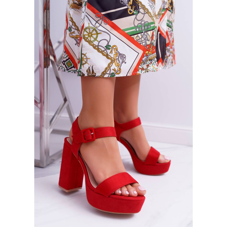NFR Ženske sandale na visoku petu i platformu Red LaMondes crvena 1