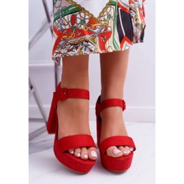 NFR Ženske sandale na visoku petu i platformu Red LaMondes crvena 2