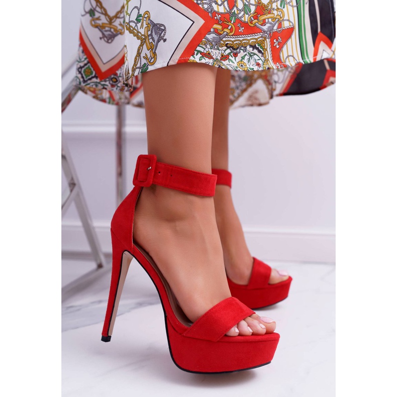 NFR Ženske sandale na visoku petu na platformi Red Welbos crvena 1
