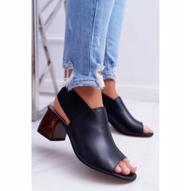 Sandale na šanku Laura Messi 1919 Koža Crna Grehno 1