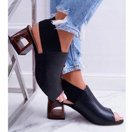 Sandale na šanku Laura Messi 1919 Koža Crna Grehno 2