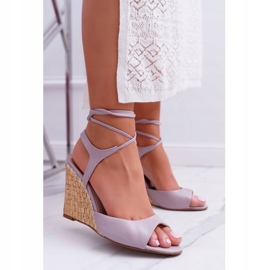 Sandale na klin Laura Messi 1944 Koža Svijetloljubičasta Lenormo 2