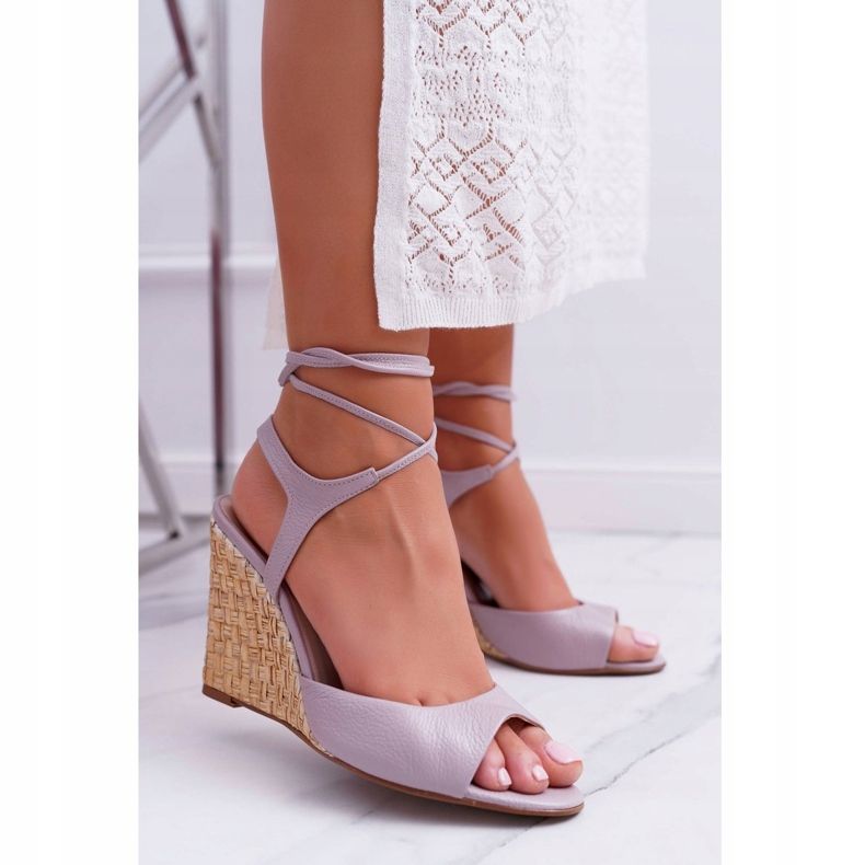 Sandale na klin Laura Messi 1944 Koža Svijetloljubičasta Lenormo 2