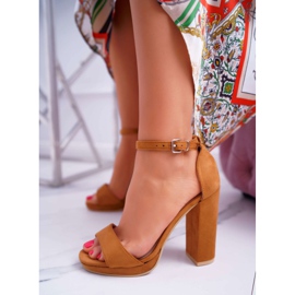 ADY Ženske sandale na platformi s petom Camel Debora smeđa 1