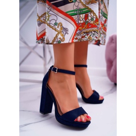 ADY Ženske tamnoplave sandale na platformi Debora na peti tamnoplava 2