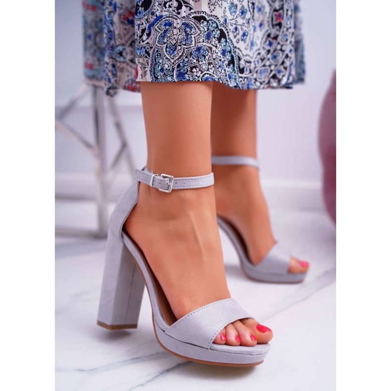 ADY Ženske sive sandale na platformi Debora s visokom petom siva 2