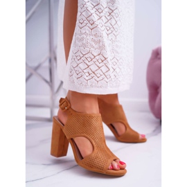 HAN Ženske sandale na peti, antilop, ažur s kamilom HiBaby smeđa 1