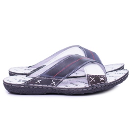 Iguana Tamnoplave svijetle kožne muške papuče U redu tamnoplava 2