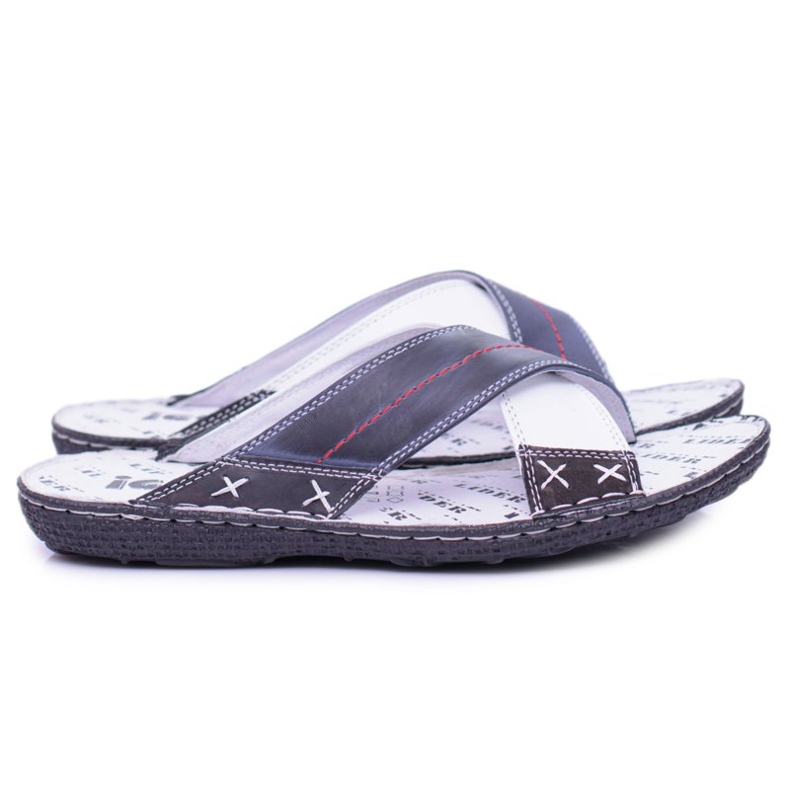 Iguana Tamnoplave svijetle kožne muške papuče U redu mornarsko plava 2