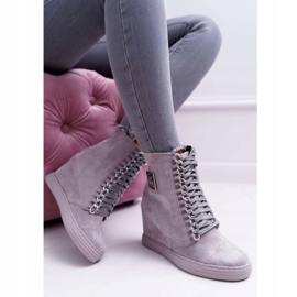 Ženske tenisice Lu Boo s lancima Suede Grey Monica siva 2