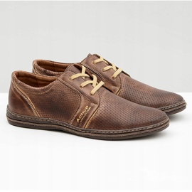 Joker Muške čipkane kožne smeđe ažurne cipele Markos smeđa 1