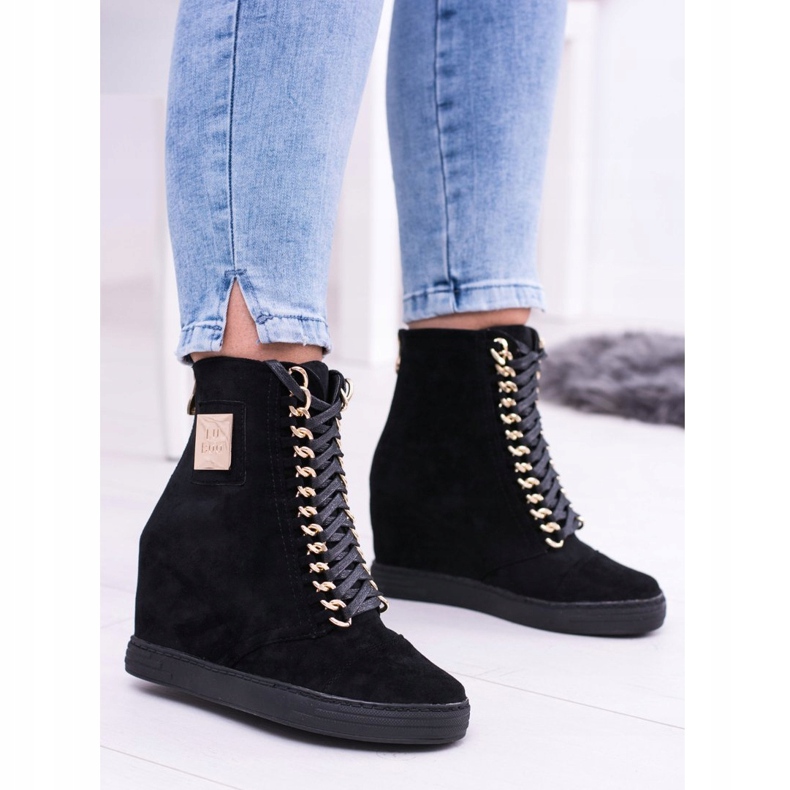 Ženske tenisice Lu Boo s lancima Suede Crna Monica crno 2