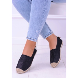 Ženske espadrile Lu Boo Black Glitter Slip On Miravet crna 1